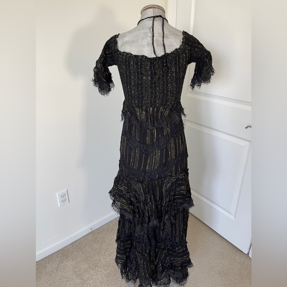 NWOT Free People x Rococo Sand Adana Maxi Dress SZ S Off Shoulder blk/gold - Picture 10 of 12